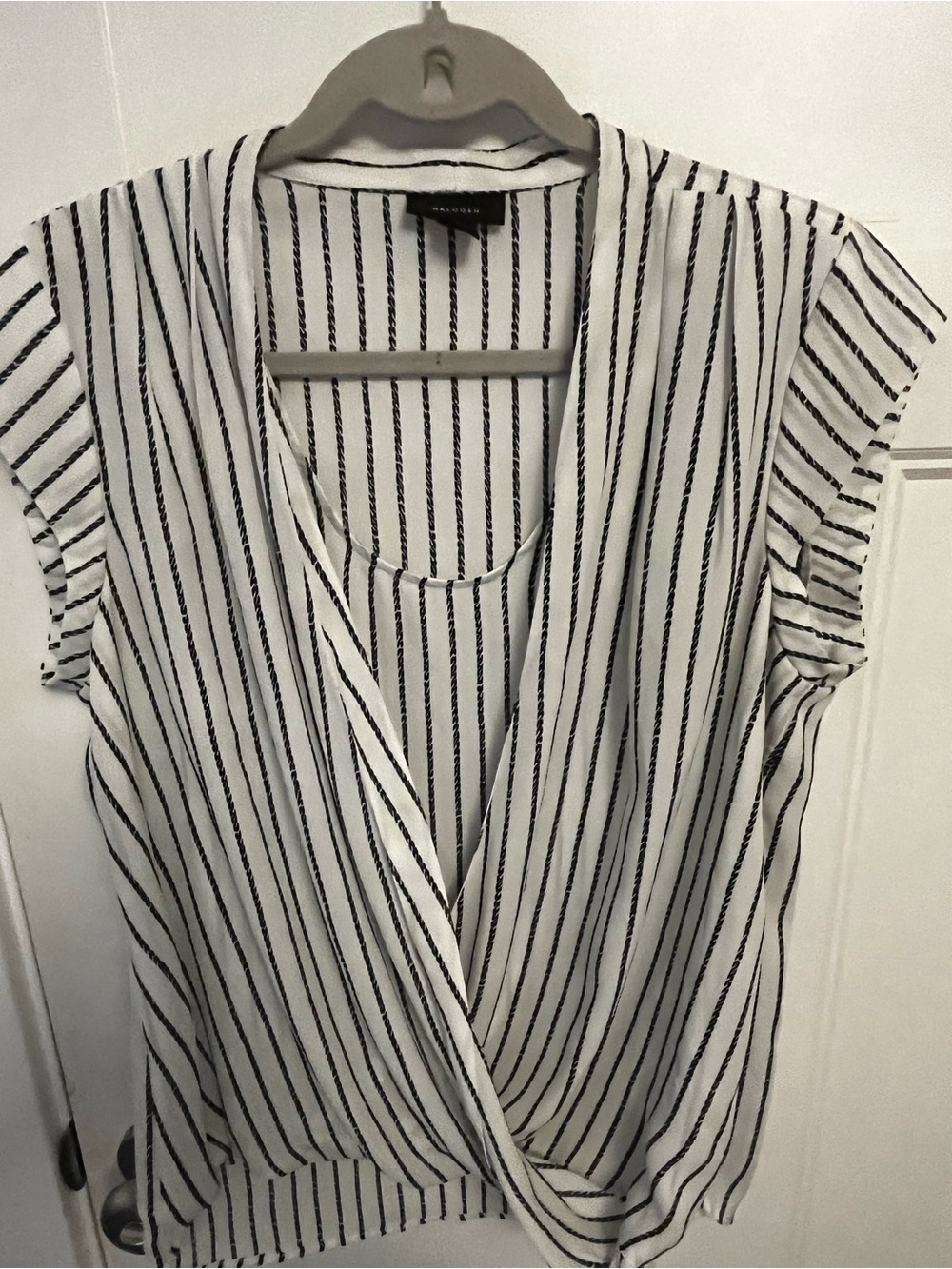 Halogen White and Black Striped Blouse